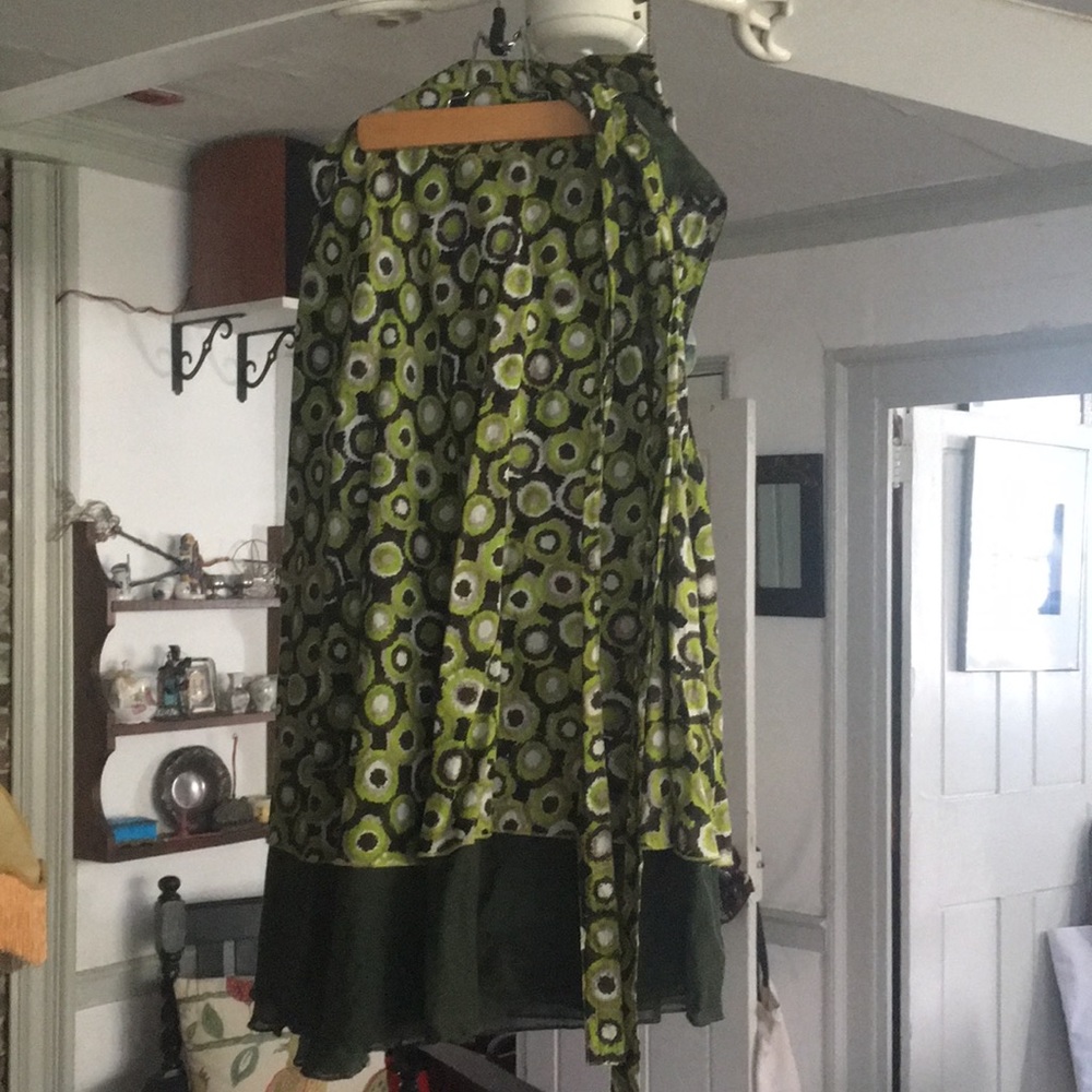 Cotton midi skirt with illusion hem
